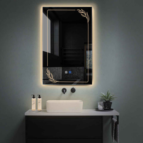 Vertical LED Mirror | Touch Buttons | Anti-Fog Function | Warm White Light - Reyze Good Vibes Series Model 1