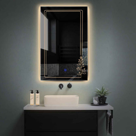 Vertical LED Mirror | Touch Button | Warm White Light - Reyze Good Vibes Series Model 3