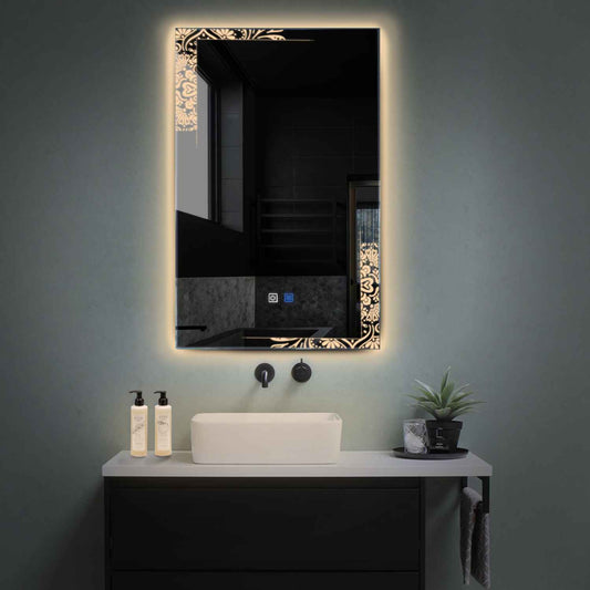 Vertical LED Mirror | Touch Buttons | Anti-Fog Function | Warm White Light - Reyze Good Vibes Series Model 4