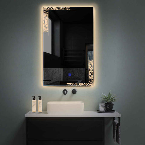 Vertical LED Mirror | Touch Button | Warm White Light - Reyze Good Vibes Series Model 4