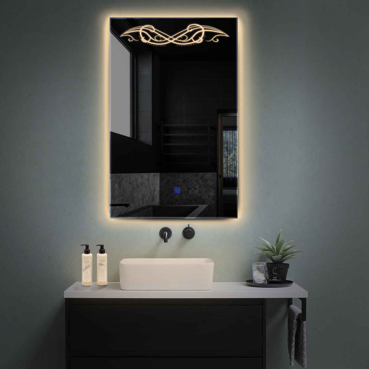 Vertical LED Mirror | Touch Button | Warm White Light - Reyze Good Vibes Series Model 6