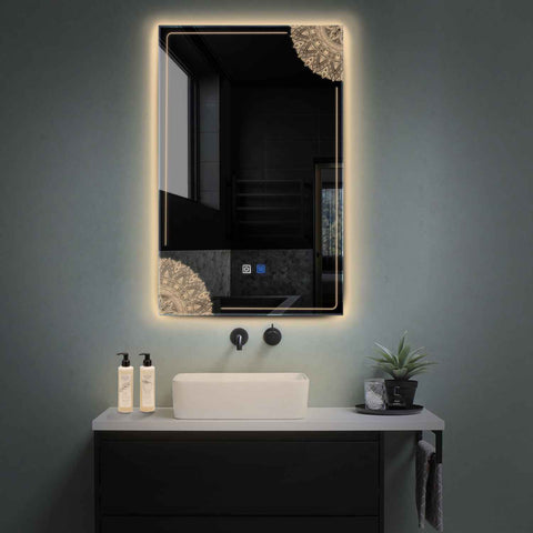 Vertical LED Mirror | Touch Buttons | Anti-Fog Function | Warm White Light - Reyze Good Vibes Series Model 7