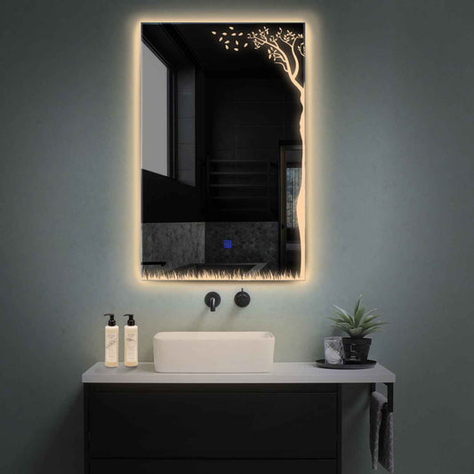 Vertical LED Mirror | Touch Button | Warm White Light - Reyze Good Vibes Series Model 8