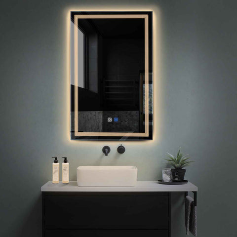 Vertical LED Mirror | Touch Buttons | Anti-Fog Function | Warm White Light - Reyze Minimal Series Model 1