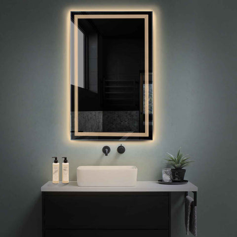 Vertical LED Mirror | Wall Switch Control | Warm White Light - Reyze Minimal Series Model 1