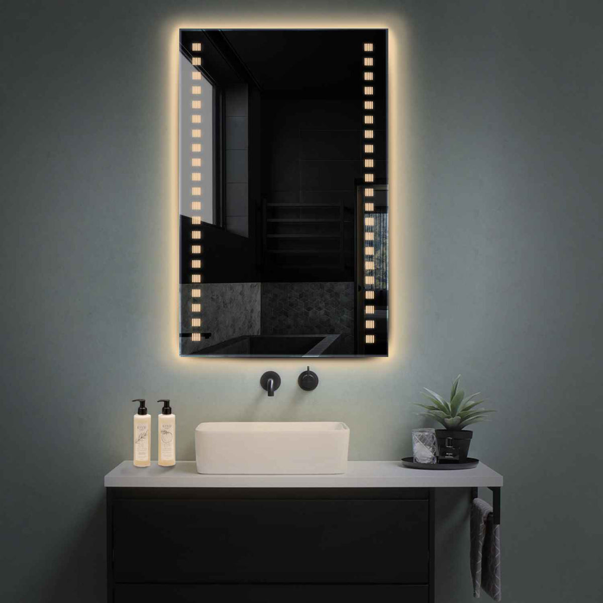 Vertical LED Mirror | Wall Switch Control | Warm White Light - Reyze Minimal Series Model 6