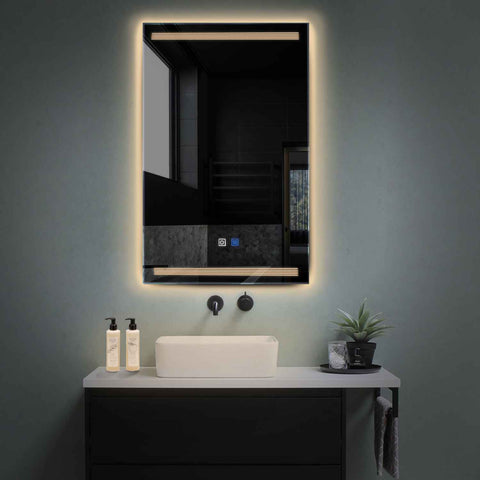Vertical LED Mirror | Touch Buttons | Anti-Fog Function | Warm White Light - Reyze Minimal Series Model 8