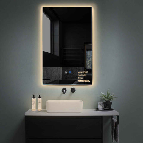 Vertical LED Mirror | Touch Buttons | Anti-Fog Function | Warm White Light - Reyze Motivated Series Model 1
