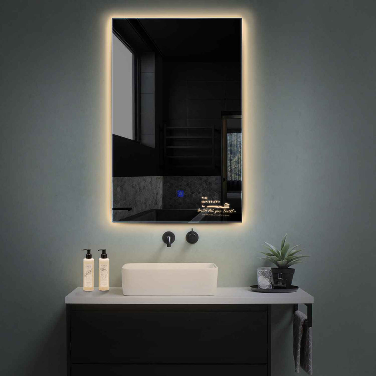 Vertical LED Mirror | Touch Button | Warm White Light - Reyze Motivated Series Model 3