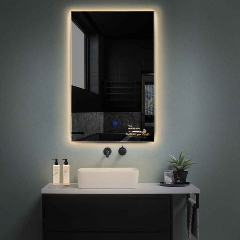 Vertical LED Mirror | Touch Button | Warm White Light - Reyze Motivated Series Model 3