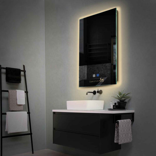 Vertical LED Mirror | Touch Buttons | Anti-Fog Function | Warm White Light - Reyze Motivated Series Model 8
