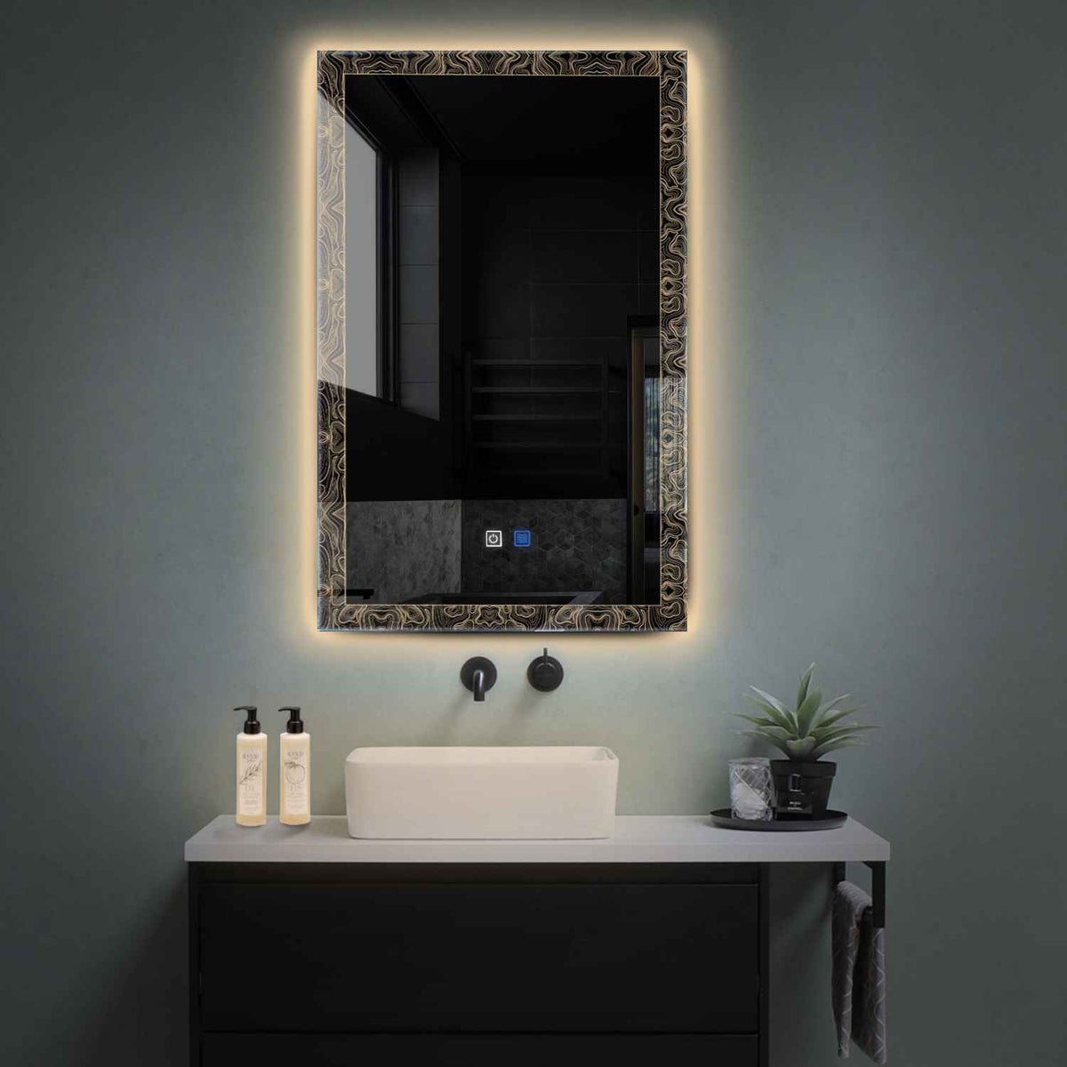 Vertical LED Mirror | Touch Buttons | Anti-Fog Function | Warm White Light - Reyze Official Series Model 8