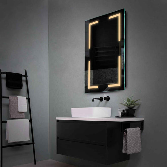 Vertical LED Mirror | Wall Switch Control | Warm White Light - Reyze Salono Series Model 2