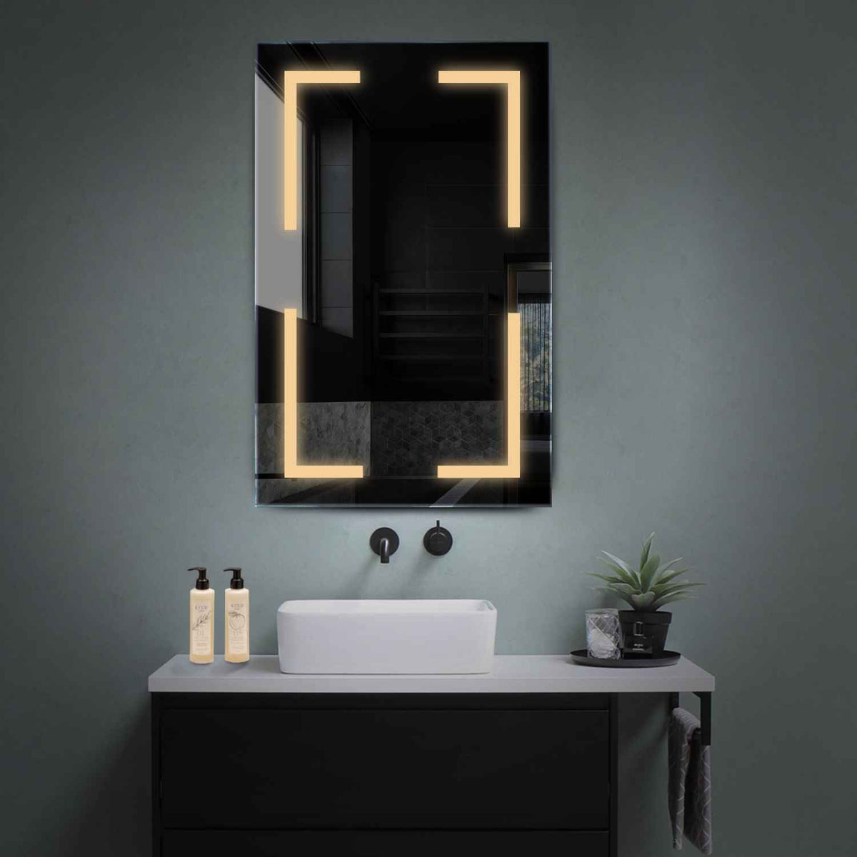 Vertical LED Mirror | Wall Switch Control | Warm White Light - Reyze Salono Series Model 2