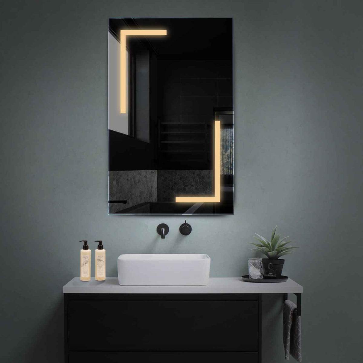 Vertical LED Mirror | Wall Switch Control | Warm White Light - Reyze Salono Series Model 3