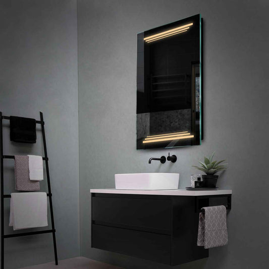Vertical LED Mirror | Wall Switch Control | Warm White Light - Reyze Salono Series Model 7