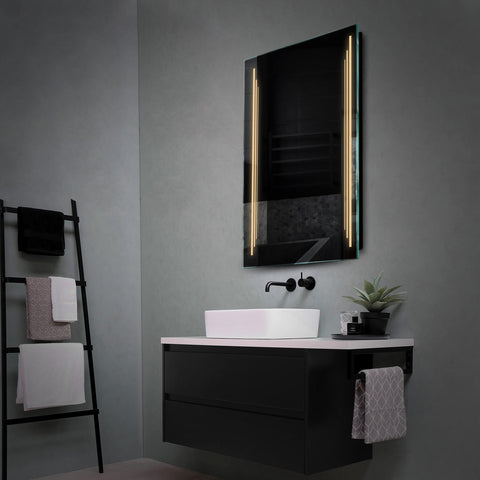 Vertical LED Mirror | Wall Switch Control | Warm White Light - Reyze Salono Series Model 8