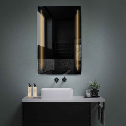 Vertical LED Mirror | Wall Switch Control | Warm White Light - Reyze Salono Series Model 8