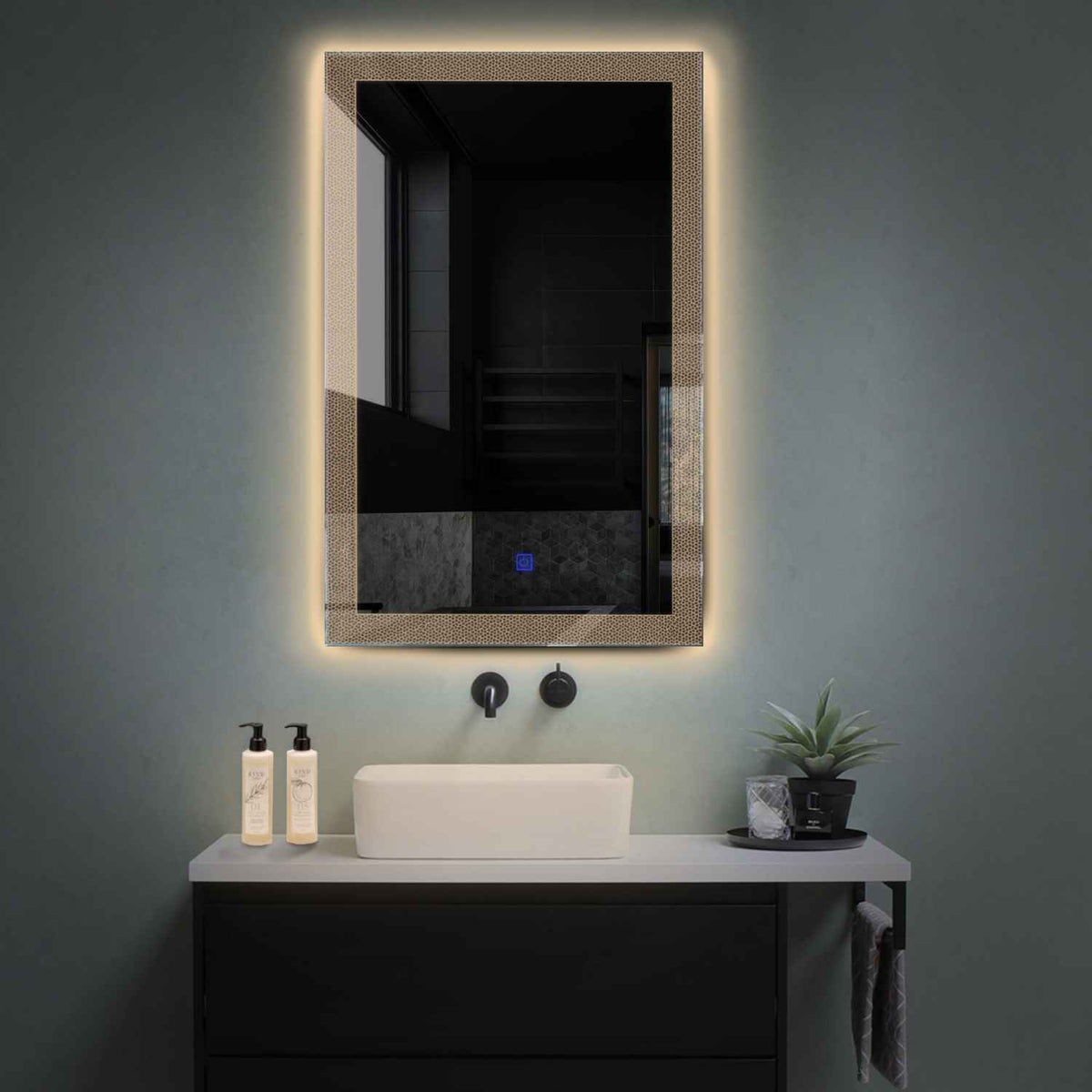 Vertical LED Mirror | Touch Button | Warm White Light - Reyze Simetria Series Model 4