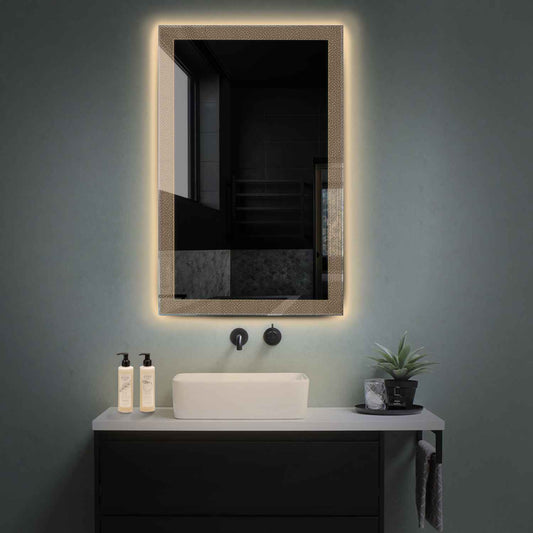 Vertical LED Mirror | Wall Switch Control | Warm White Light - Reyze Simetria Series Model 4