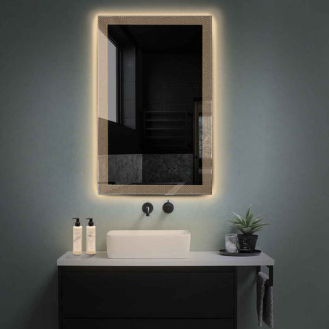 Vertical LED Mirror | Wall Switch Control | Warm White Light - Reyze Simetria Series Model 4