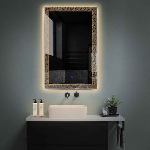 Vertical LED Mirror | Touch Button | Warm White Light - Reyze Simetria Series Model 5