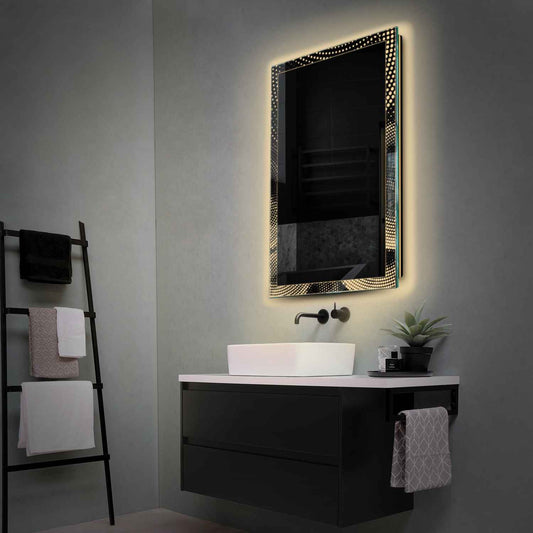 Vertical LED Mirror | Wall Switch Control | Warm White Light - Reyze Simetria Series Model 8