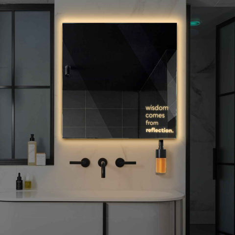 Square LED Mirror | Wall Switch Control | Warm White Light - Reyze Motivated Series Model 1