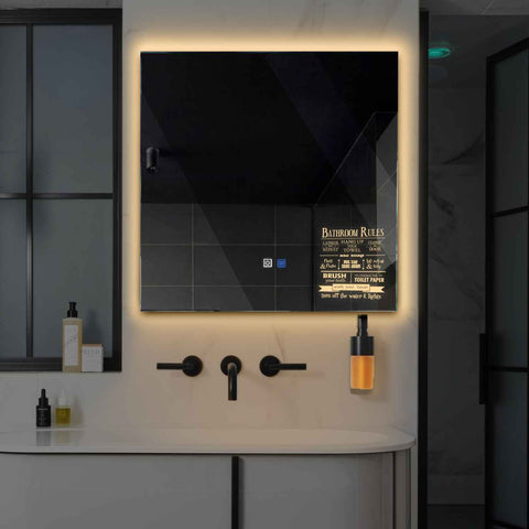 Square LED Mirror | Touch Buttons | Anti-Fog Function | Warm White Light - Reyze Motivated Series Model 5