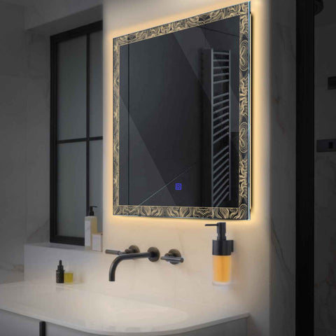 Square LED Mirror | Touch Button | Warm White Light - Reyze Official Series Model 8