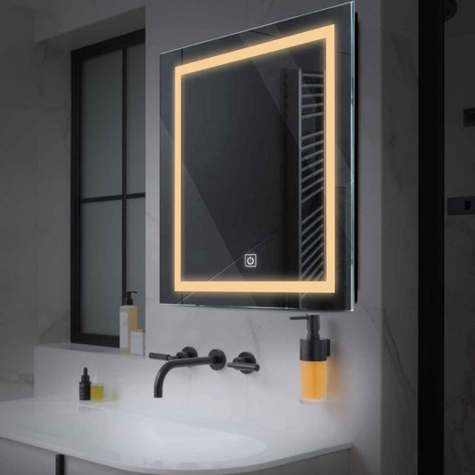 Square LED Mirror | Touch Button | Warm White Light - Reyze Salono Series Model 1