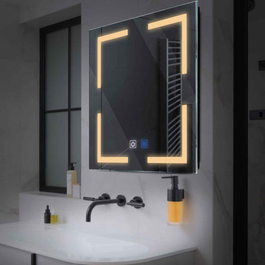 Square LED Mirror | Touch Buttons | Anti-Fog Function | Warm White Light - Reyze Salono Series Model 2