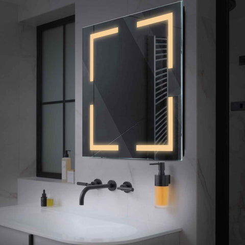 Square LED Mirror | Wall Switch Control | Warm White Light - Reyze Salono Series Model 2