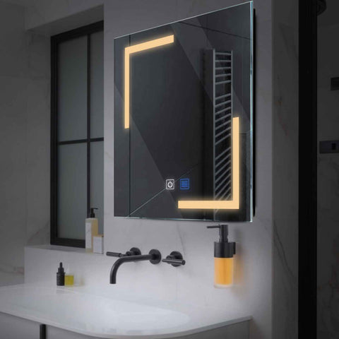 Square LED Mirror | Touch Buttons | Anti-Fog Function | Warm White Light - Reyze Salono Series Model 3