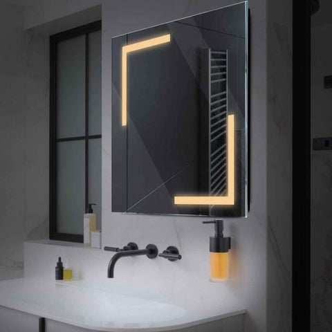 Square LED Mirror | Wall Switch Control | Warm White Light - Reyze Salono Series Model 3