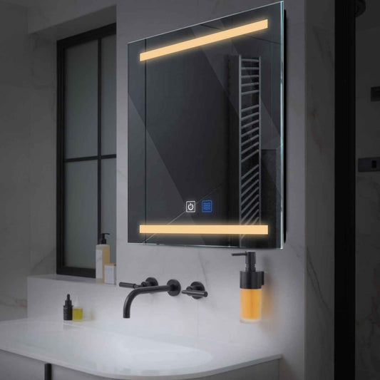 Square LED Mirror | Touch Buttons | Anti-Fog Function | Warm White Light - Reyze Salono Series Model 4