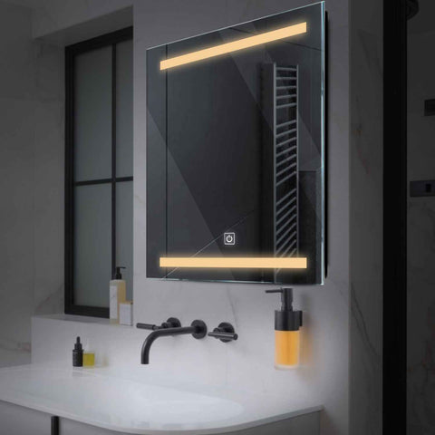Square LED Mirror | Touch Button | Warm White Light - Reyze Salono Series Model 4