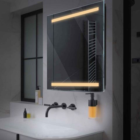 Square LED Mirror | Wall Switch Control | Warm White Light - Reyze Salono Series Model 4