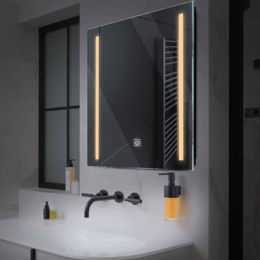 Square LED Mirror | Touch Button | Warm White Light - Reyze Salono Series Model 5