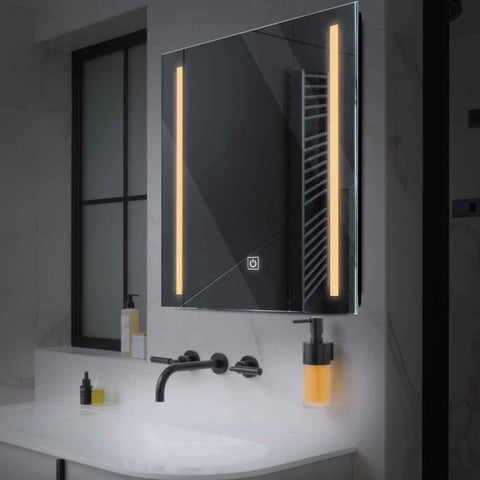 Square LED Mirror | Touch Button | Warm White Light - Reyze Salono Series Model 5