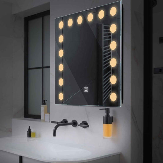 Square LED Mirror | Touch Button | Warm White Light - Reyze Salono Series Model 6