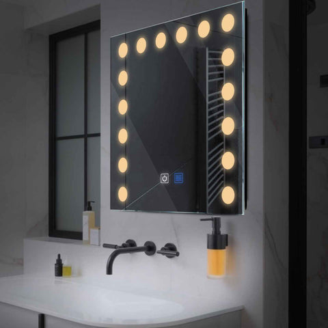 Square LED Mirror | Touch Buttons | Anti-Fog Function | Warm White Light - Reyze Salono Series Model 6