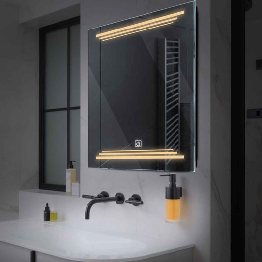 Square LED Mirror | Touch Button | Warm White Light - Reyze Salono Series Model 7