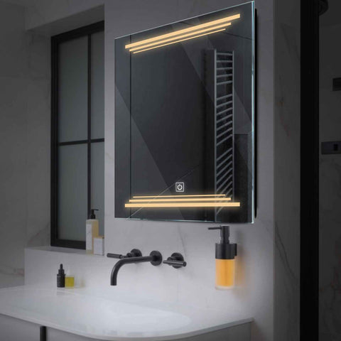 Square LED Mirror | Touch Button | Warm White Light - Reyze Salono Series Model 7