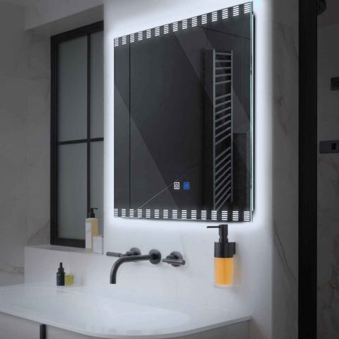 Square LED Mirror | Touch Buttons | Anti-Fog Function | Cool White Light - Reyze Edge Series Model 6