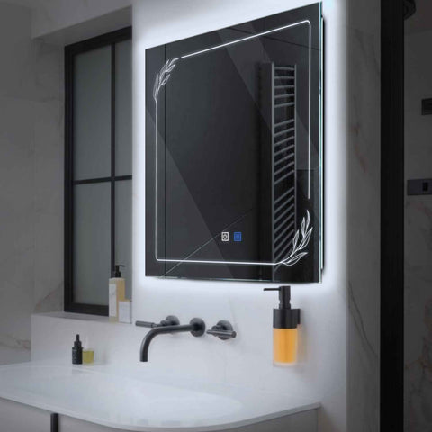Square LED Mirror | Touch Buttons | Anti-Fog Function | Cool White Light - Reyze Good Vibes Series Model 1