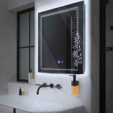 Square LED Mirror | Touch Buttons | Anti-Fog Function | Cool White Light - Reyze Good Vibes Series Model 3