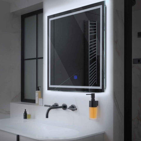 Square LED Mirror | Touch Button | Cool White Light - Reyze Minimal Series Model 1