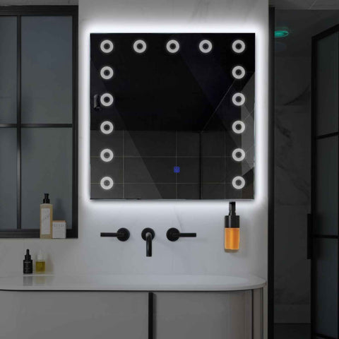 Square LED Mirror | Touch Button | Cool White Light - Reyze Minimal Series Model 4