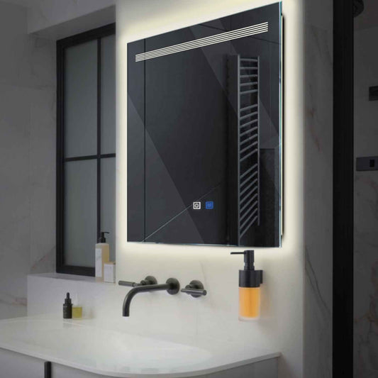 Square LED Mirror | Touch Buttons | Anti-Fog Function | Neutral White Light - Reyze Minimal Series Model 5